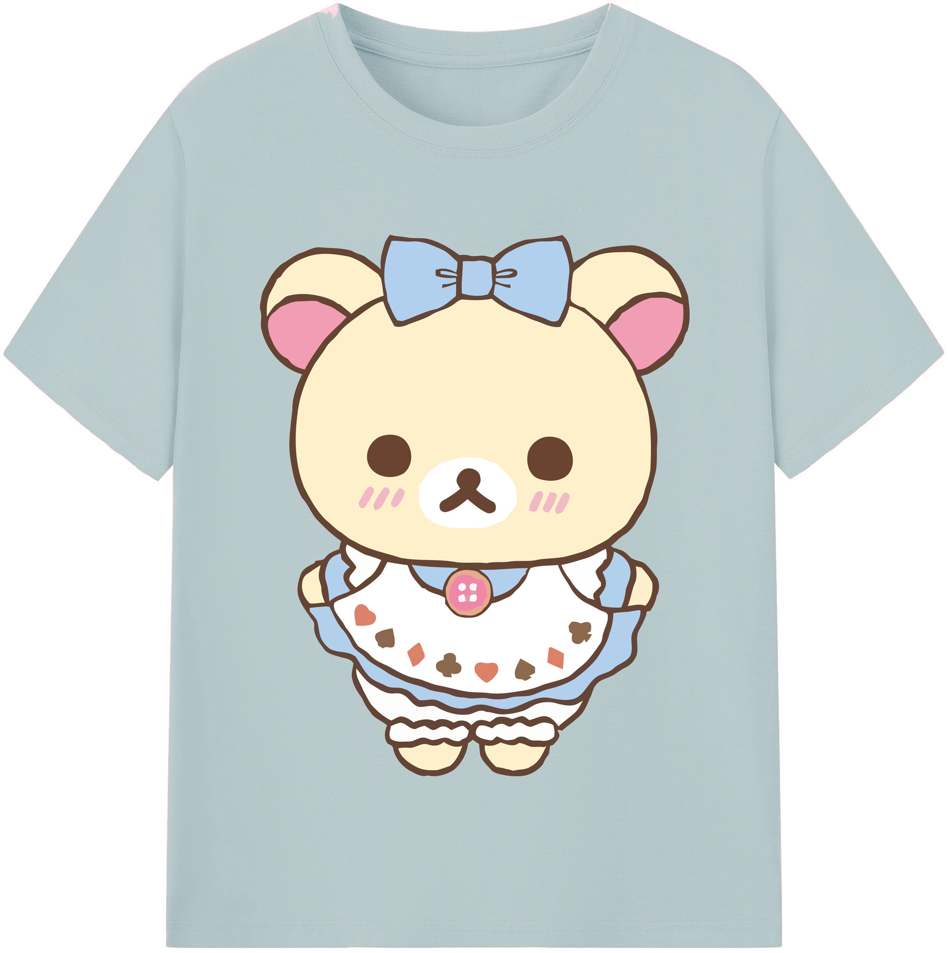 （画像用） リラックマ リラックマ キイロイトリ Rilakkuma Korilakkuma Kiiroitori 綿100％半袖Tシャツ（フロントプリント）